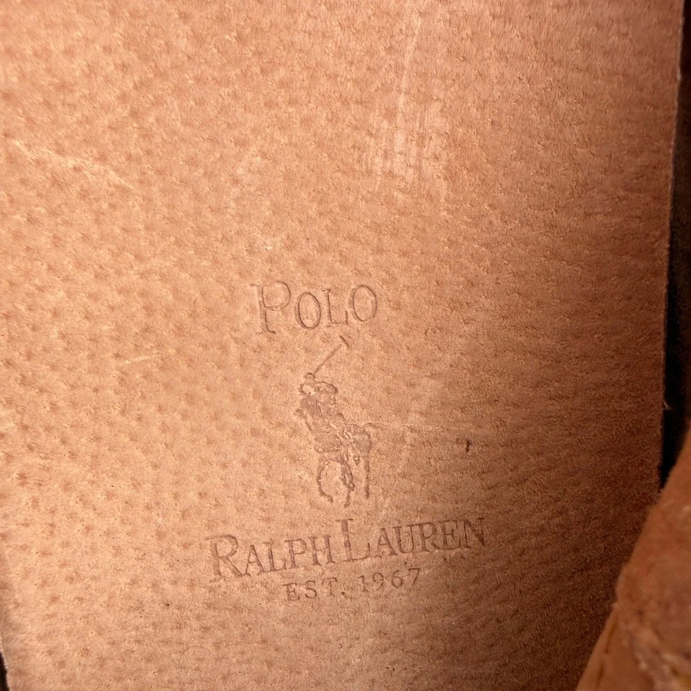 Polo Ralph Lauren Driving Loafers Arkley Leather Green Sole Brown Mens 14 D